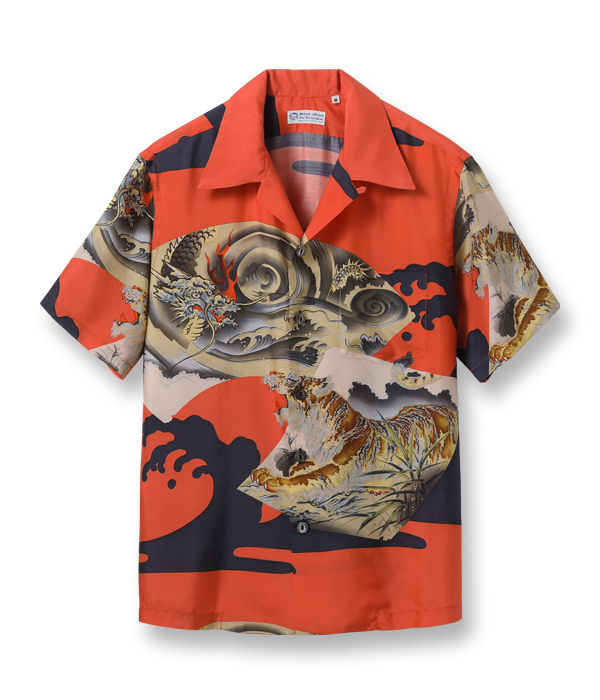サンサーフ アロハシャツ Special Edition 笹虎（黒）シルク長袖 - シャツ